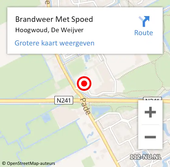 Locatie op kaart van de 112 melding: Brandweer Met Spoed Naar Hoogwoud, De Weijver op 10 september 2016 23:23