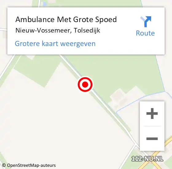 Locatie op kaart van de 112 melding: Ambulance Met Grote Spoed Naar Nieuw-Vossemeer, Tolsedijk op 10 september 2016 23:29