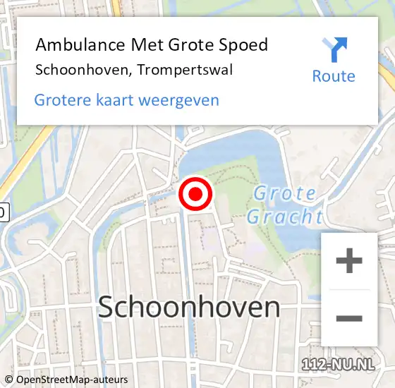 Locatie op kaart van de 112 melding: Ambulance Met Grote Spoed Naar Schoonhoven, Trompertswal op 26 december 2013 22:51