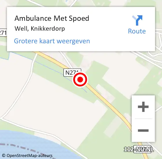 Locatie op kaart van de 112 melding: Ambulance Met Spoed Naar Well, Knikkerdorp op 11 september 2016 00:24