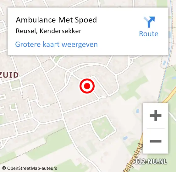 Locatie op kaart van de 112 melding: Ambulance Met Spoed Naar Reusel, Kendersekker op 11 september 2016 00:43