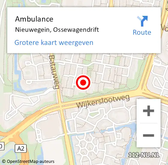 Locatie op kaart van de 112 melding: Ambulance Nieuwegein, Ossewagendrift op 11 september 2016 00:54