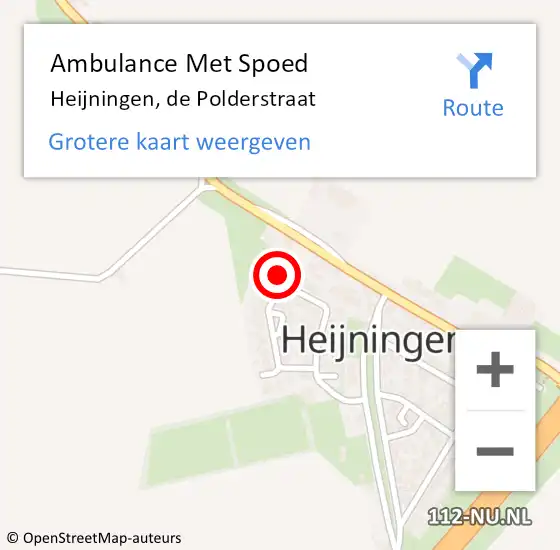 Locatie op kaart van de 112 melding: Ambulance Met Spoed Naar Heijningen, de Polderstraat op 11 september 2016 01:16