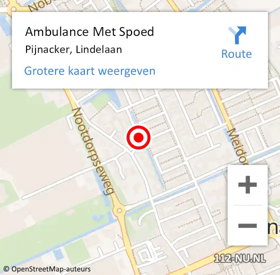 Locatie op kaart van de 112 melding: Ambulance Met Spoed Naar Pijnacker, Lindelaan op 11 september 2016 01:21