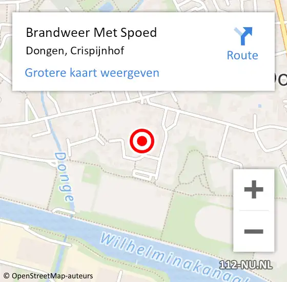 Locatie op kaart van de 112 melding: Brandweer Met Spoed Naar Dongen, Crispijnhof op 11 september 2016 02:20