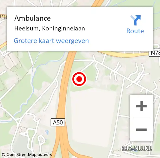 Locatie op kaart van de 112 melding: Ambulance Heelsum, Koninginnelaan op 11 september 2016 03:29