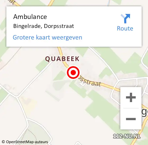 Locatie op kaart van de 112 melding: Ambulance Bingelrade, Dorpsstraat op 26 december 2013 23:12