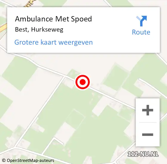 Locatie op kaart van de 112 melding: Ambulance Met Spoed Naar Best, Hurkseweg op 11 september 2016 03:41