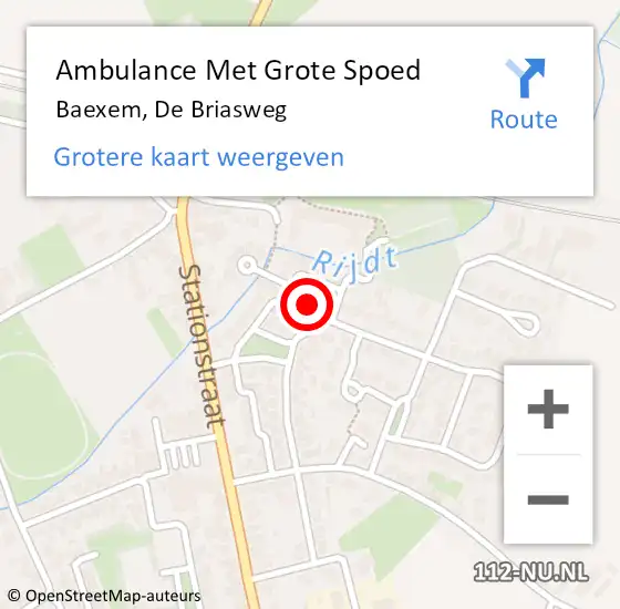 Locatie op kaart van de 112 melding: Ambulance Met Grote Spoed Naar Baexem, De Briasweg op 11 september 2016 07:40