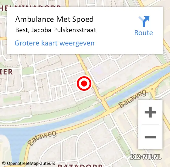 Locatie op kaart van de 112 melding: Ambulance Met Spoed Naar Best, Jacoba Pulskensstraat op 11 september 2016 08:10