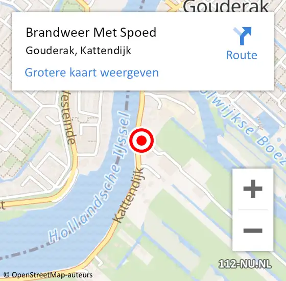 Locatie op kaart van de 112 melding: Brandweer Met Spoed Naar Gouderak, Kattendijk op 11 september 2016 08:46