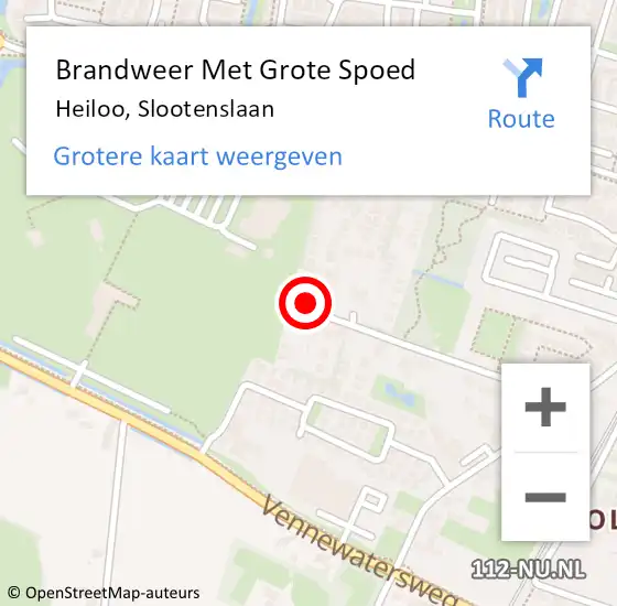 Locatie op kaart van de 112 melding: Brandweer Met Grote Spoed Naar Heiloo, Slootenslaan op 11 september 2016 09:38