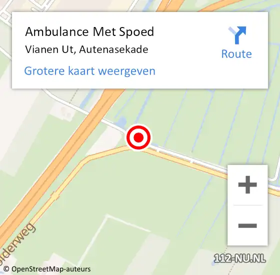 Locatie op kaart van de 112 melding: Ambulance Met Spoed Naar Vianen Ut, Autenasekade op 11 september 2016 10:04