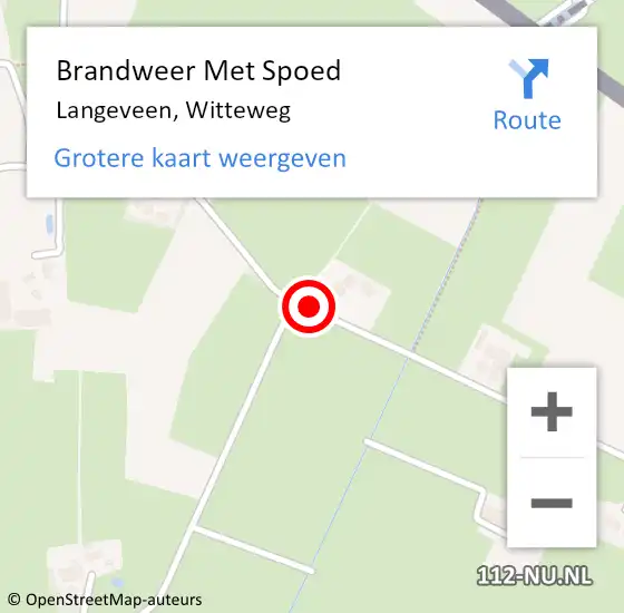 Locatie op kaart van de 112 melding: Brandweer Met Spoed Naar Langeveen, Witteweg op 11 september 2016 10:09