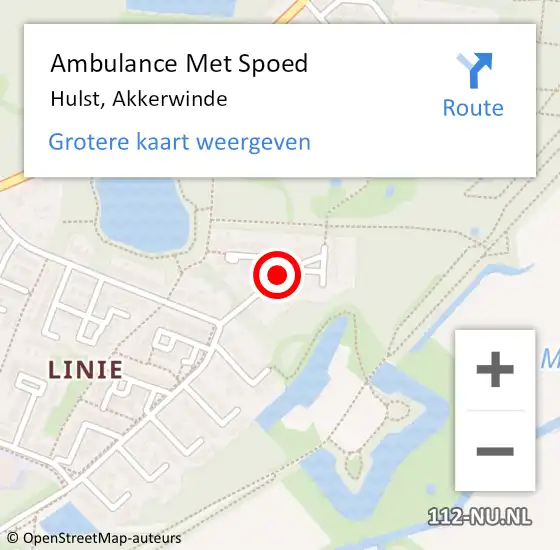 Locatie op kaart van de 112 melding: Ambulance Met Spoed Naar Hulst, Akkerwinde op 11 september 2016 10:21