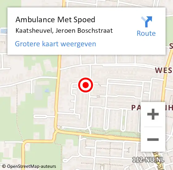 Locatie op kaart van de 112 melding: Ambulance Met Spoed Naar Kaatsheuvel, Jeroen Boschstraat op 11 september 2016 11:32