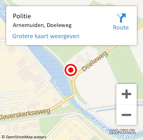 Locatie op kaart van de 112 melding: Politie Arnemuiden, Doeleweg op 11 september 2016 11:32