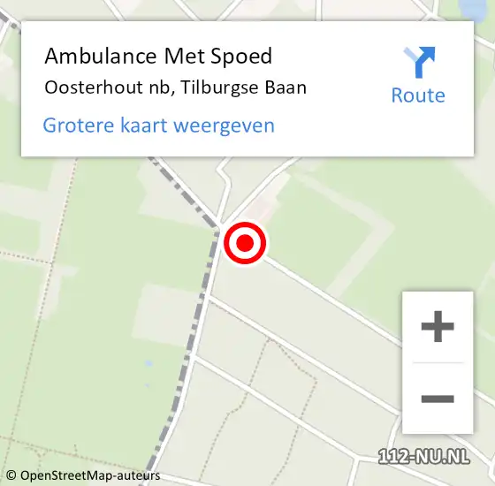 Locatie op kaart van de 112 melding: Ambulance Met Spoed Naar Oosterhout nb, Tilburgse Baan op 11 september 2016 11:35