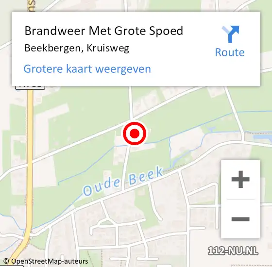 Locatie op kaart van de 112 melding: Brandweer Met Grote Spoed Naar Beekbergen, Kruisweg op 11 september 2016 11:50