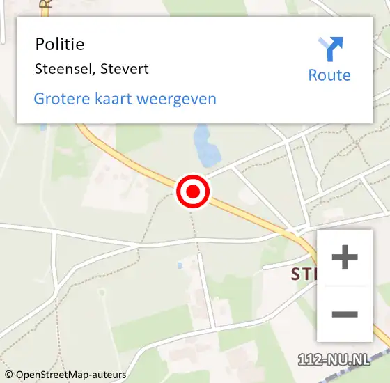 Locatie op kaart van de 112 melding: Politie Steensel, Stevert op 11 september 2016 11:50