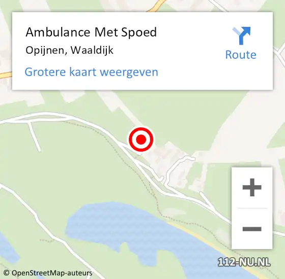 Locatie op kaart van de 112 melding: Ambulance Met Spoed Naar Opijnen, Waaldijk op 11 september 2016 11:57