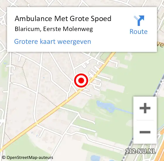 Locatie op kaart van de 112 melding: Ambulance Met Grote Spoed Naar Blaricum, Eerste Molenweg op 11 september 2016 12:09