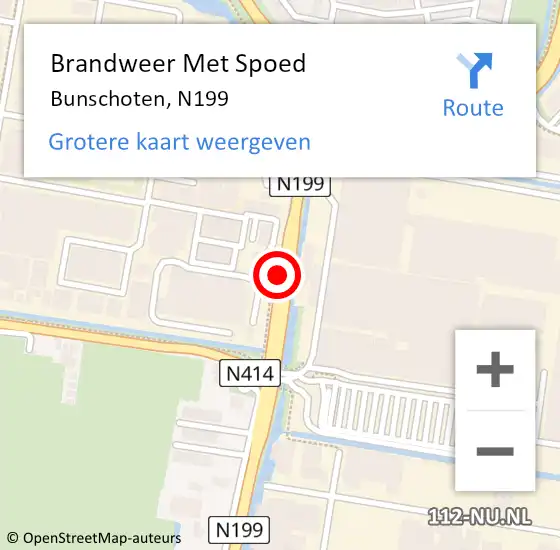 Locatie op kaart van de 112 melding: Brandweer Met Spoed Naar Bunschoten, N199 op 11 september 2016 12:25