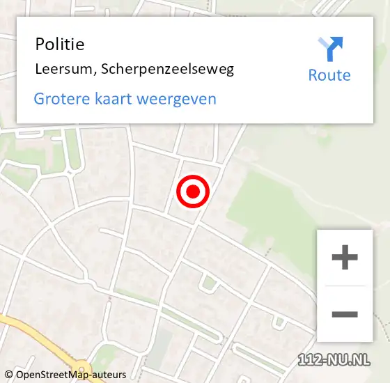 Locatie op kaart van de 112 melding: Politie Leersum, Scherpenzeelseweg op 11 september 2016 12:35