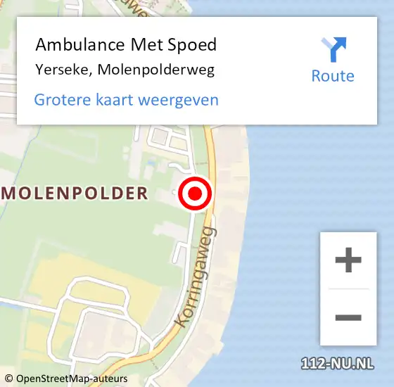 Locatie op kaart van de 112 melding: Ambulance Met Spoed Naar Yerseke, Molenpolderweg op 11 september 2016 12:58