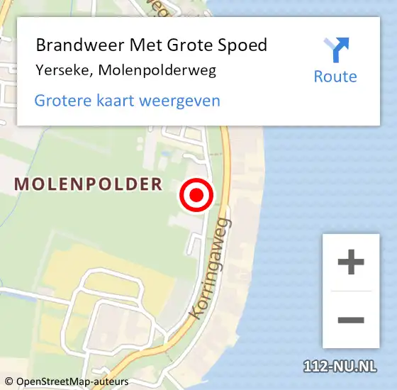 Locatie op kaart van de 112 melding: Brandweer Met Grote Spoed Naar Yerseke, Molenpolderweg op 11 september 2016 13:01