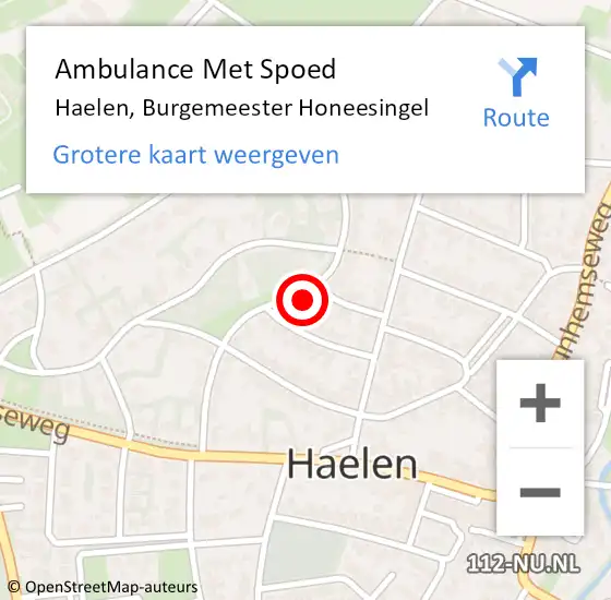 Locatie op kaart van de 112 melding: Ambulance Met Spoed Naar Haelen, Burgemeester Honeesingel op 11 september 2016 13:20