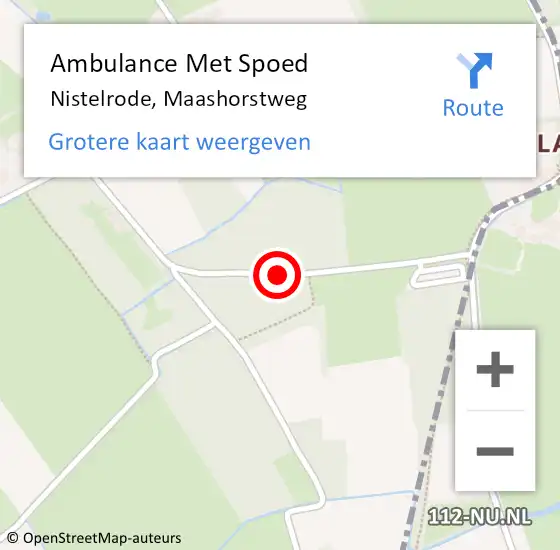 Locatie op kaart van de 112 melding: Ambulance Met Spoed Naar Nistelrode, Maashorstweg op 11 september 2016 13:26