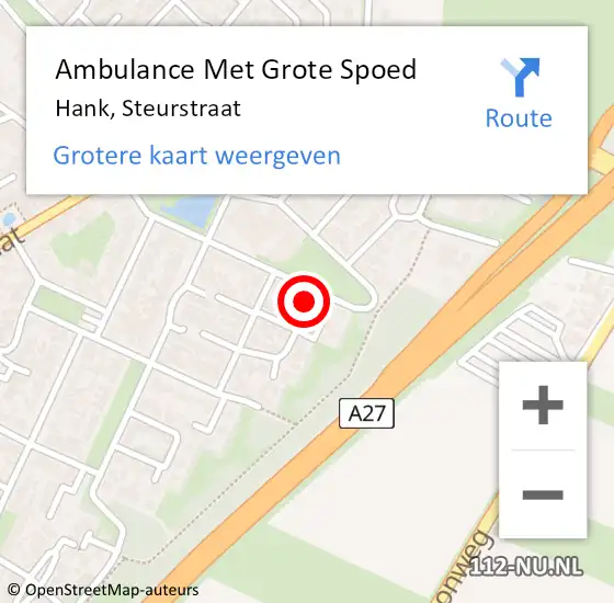 Locatie op kaart van de 112 melding: Ambulance Met Grote Spoed Naar Hank, Steurstraat op 11 september 2016 13:41