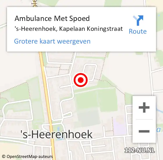 Locatie op kaart van de 112 melding: Ambulance Met Spoed Naar 's-Heerenhoek, Kapelaan Koningstraat op 11 september 2016 14:03