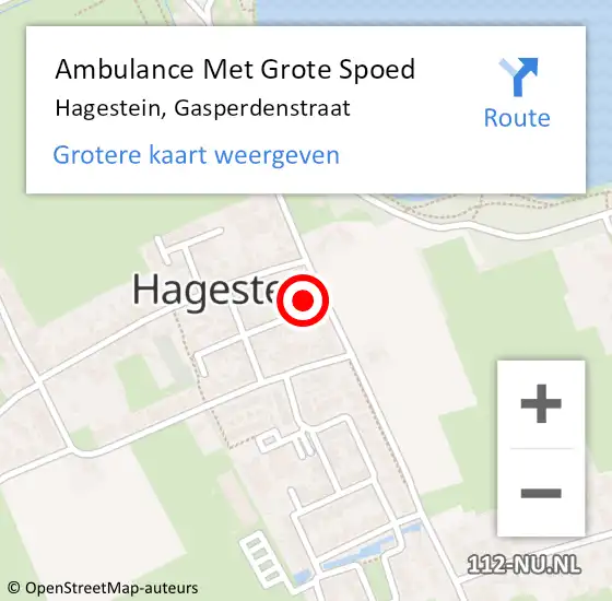 Locatie op kaart van de 112 melding: Ambulance Met Grote Spoed Naar Hagestein, Gasperdenstraat op 27 december 2013 00:41