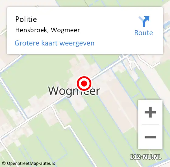 Locatie op kaart van de 112 melding: Politie Hensbroek, Wogmeer op 11 september 2016 15:53