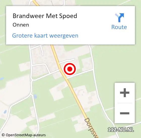 Locatie op kaart van de 112 melding: Brandweer Met Spoed Naar Onnen op 11 september 2016 16:04