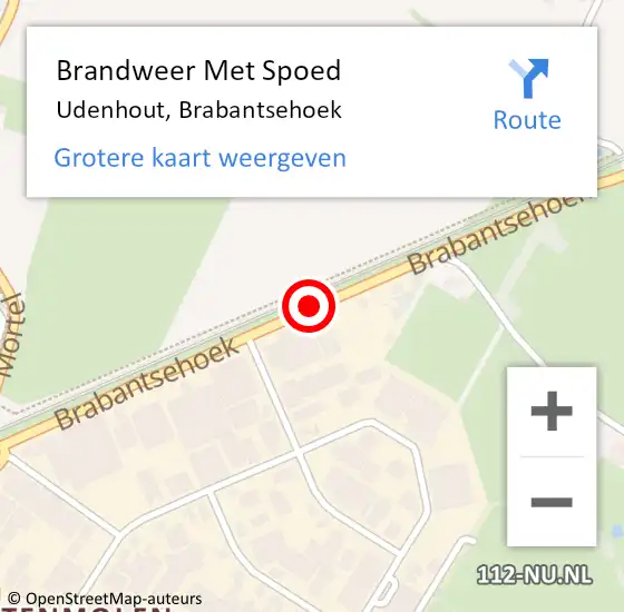 Locatie op kaart van de 112 melding: Brandweer Met Spoed Naar Udenhout, Brabantsehoek op 11 september 2016 16:29