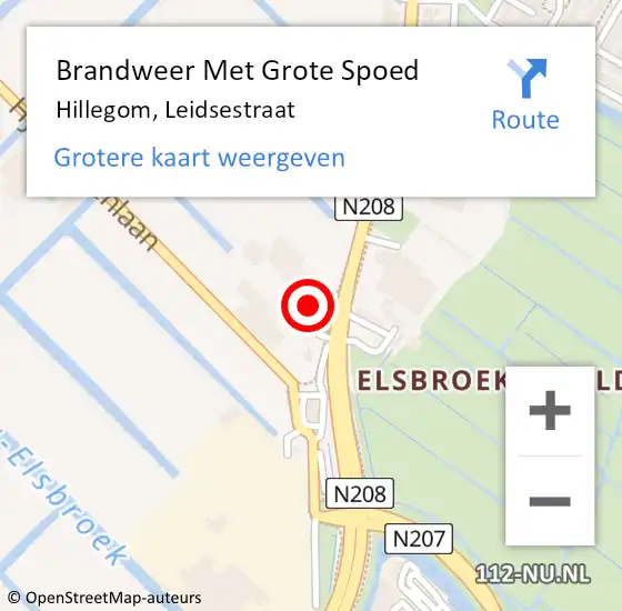 Locatie op kaart van de 112 melding: Brandweer Met Grote Spoed Naar Hillegom, Leidsestraat op 11 september 2016 16:37