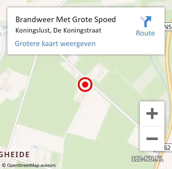 Locatie op kaart van de 112 melding: Brandweer Met Grote Spoed Naar Koningslust, De Koningstraat op 11 september 2016 16:48