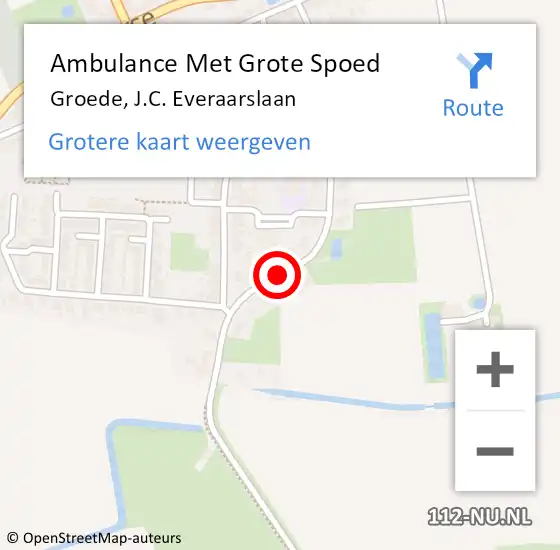 Locatie op kaart van de 112 melding: Ambulance Met Grote Spoed Naar Groede, J.C. Everaarslaan op 11 september 2016 17:17