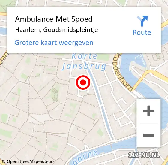 Locatie op kaart van de 112 melding: Ambulance Met Spoed Naar Haarlem, Goudsmidspleintje op 11 september 2016 17:25