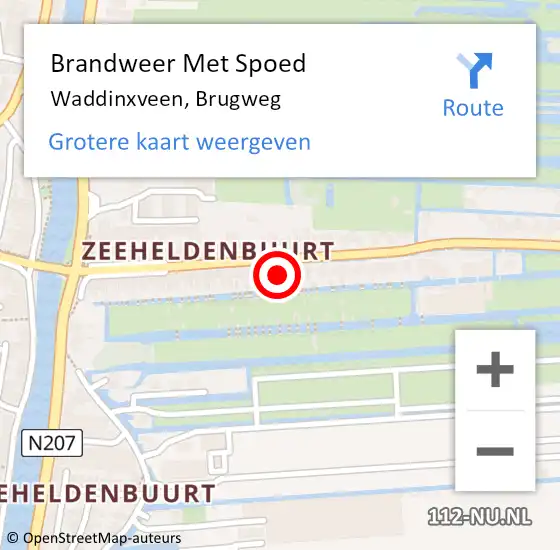 Locatie op kaart van de 112 melding: Brandweer Met Spoed Naar Waddinxveen, Brugweg op 11 september 2016 17:55