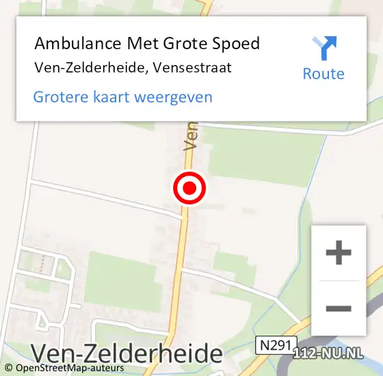 Locatie op kaart van de 112 melding: Ambulance Met Grote Spoed Naar Ven-Zelderheide, Vensestraat op 11 september 2016 18:41