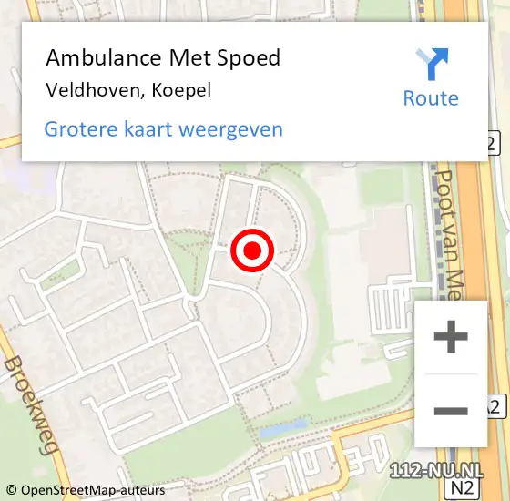 Locatie op kaart van de 112 melding: Ambulance Met Spoed Naar Veldhoven, Koepel op 11 september 2016 19:18