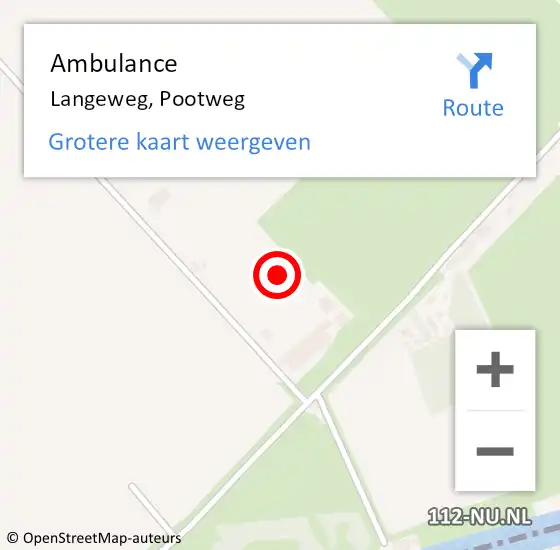 Locatie op kaart van de 112 melding: Ambulance Langeweg, Pootweg op 11 september 2016 20:17