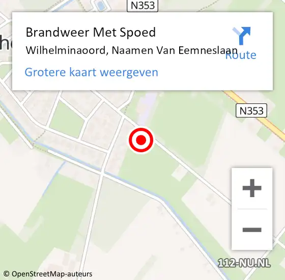 Locatie op kaart van de 112 melding: Brandweer Met Spoed Naar Wilhelminaoord, Naamen Van Eemneslaan op 11 september 2016 20:19