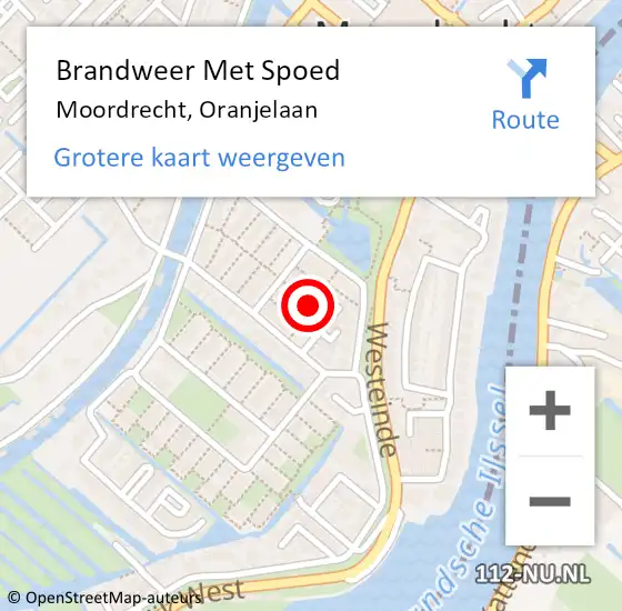 Locatie op kaart van de 112 melding: Brandweer Met Spoed Naar Moordrecht, Oranjelaan op 11 september 2016 22:03