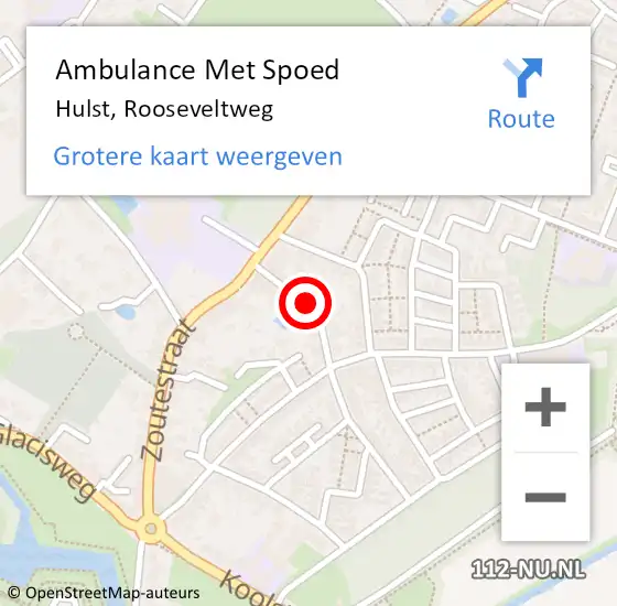 Locatie op kaart van de 112 melding: Ambulance Met Spoed Naar Hulst, Rooseveltweg op 11 september 2016 22:12