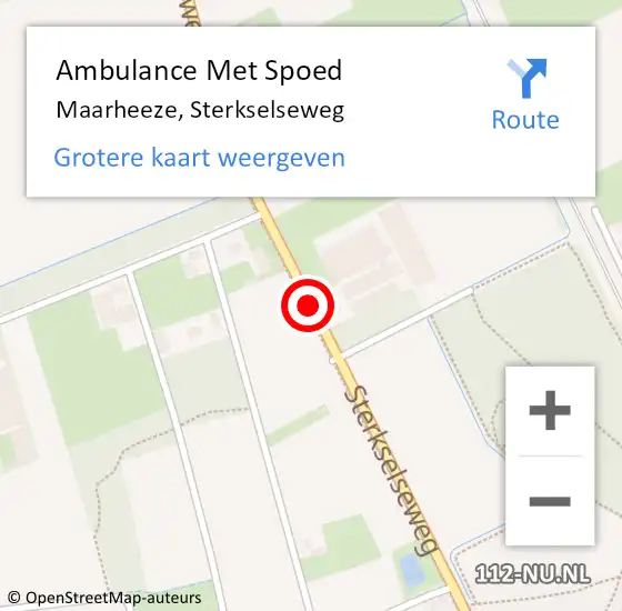 Locatie op kaart van de 112 melding: Ambulance Met Spoed Naar Maarheeze, Sterkselseweg op 11 september 2016 22:44